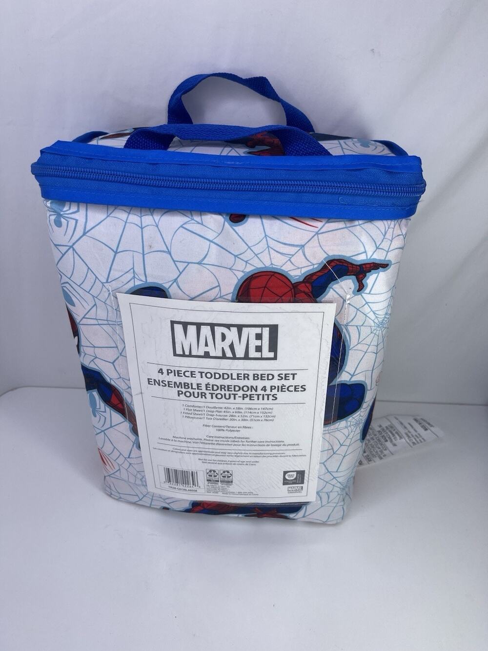 Marvel Spider-Man 4 Piece Toddler Bed Set Comforter Sheets Pillowcase NWT Bag